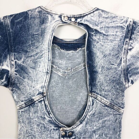 TALE-LORD | VINTAGE Bodycon Stretch Denim Dress Back Cutout Women’s Size 4/5 - Picture 9 of 11